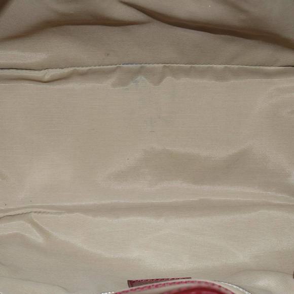 BURBERRY Hand Bag Enamel Red Silver Auth 91276 - Picture 11 of 16